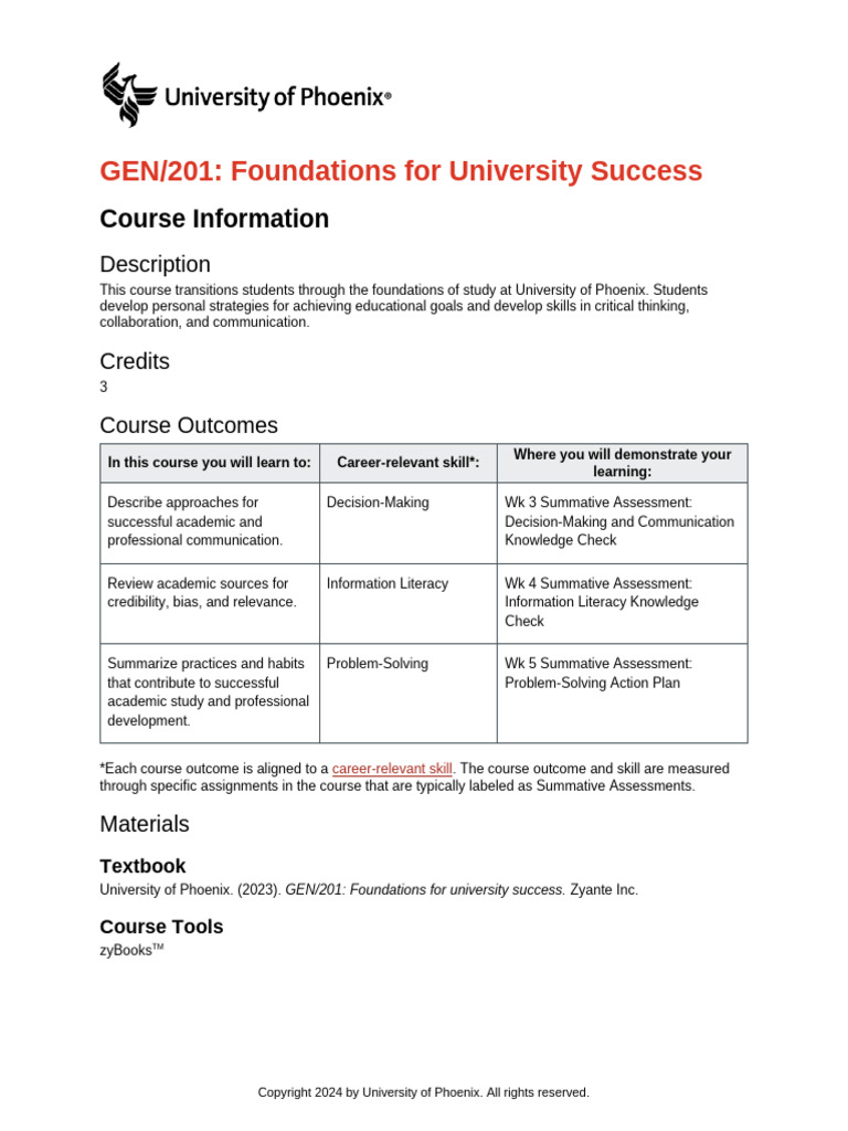 GEN/201 Course Overview and Outcomes | PDF | Information Literacy ...