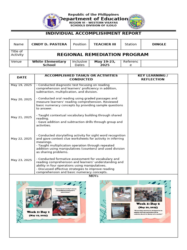 Regional Remediation Program Report | PDF | Reading Comprehension ...