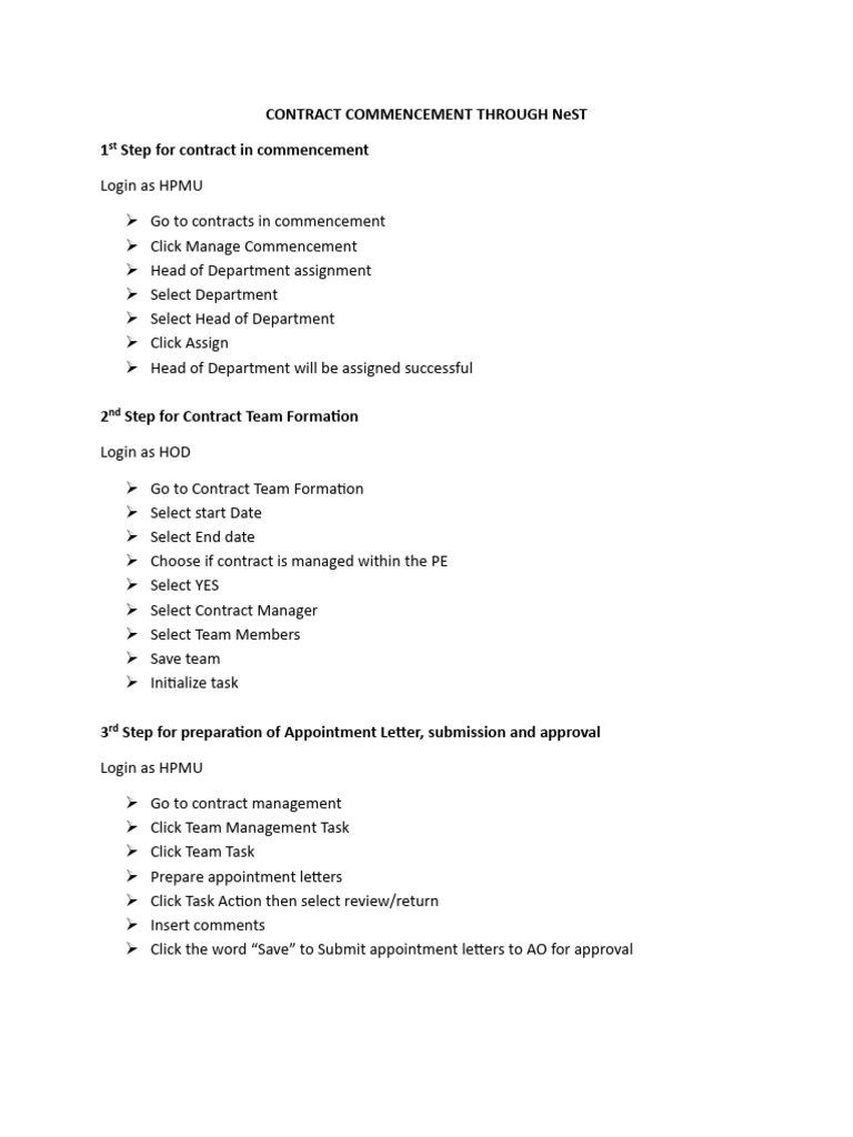 Contract Commencement Process Guide | PDF | Military Operations