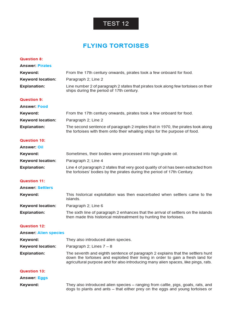 Test 12 Flying Tortoises | PDF | Introduced Species | Zoology