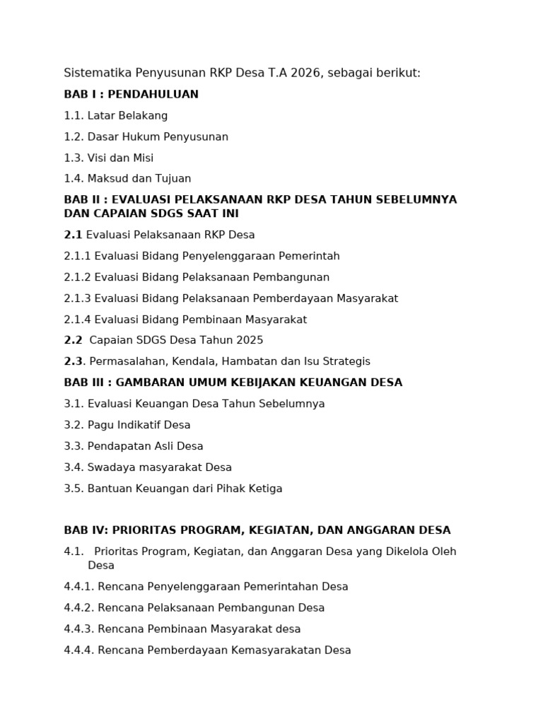 RKP Desa 2026: Panduan Penyusunan | PDF