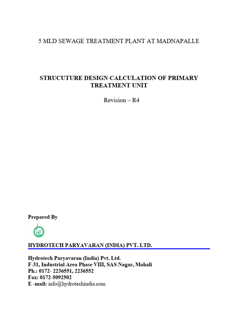 Structural Design for 5 MLD STP in Madanapalle | PDF | Beam (Structure ...