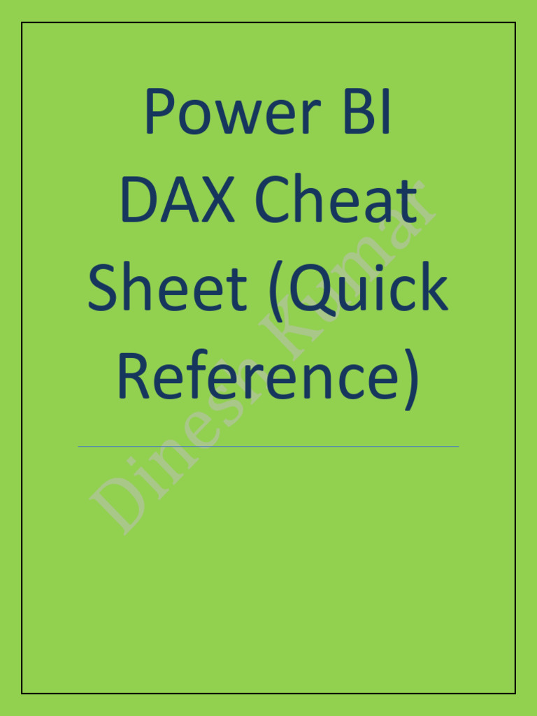 Power BI DAX Cheat Sheet (Quick Reference) | PDF