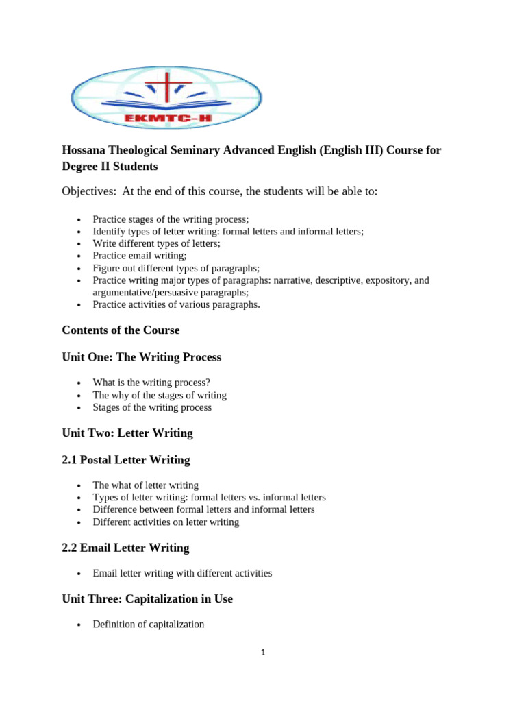 Advanced English Writing Course Overview | PDF | Communication | Cognition