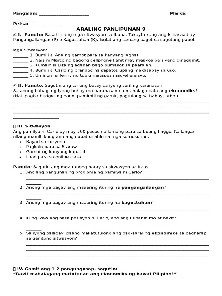 AP 9 Quiz Q1 Week 2 | PDF
