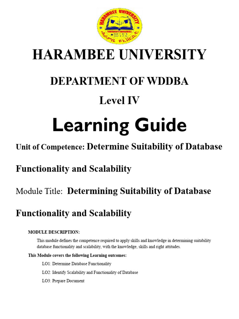 Determine Suitability of Database Functionality and Scalability1 | PDF ...