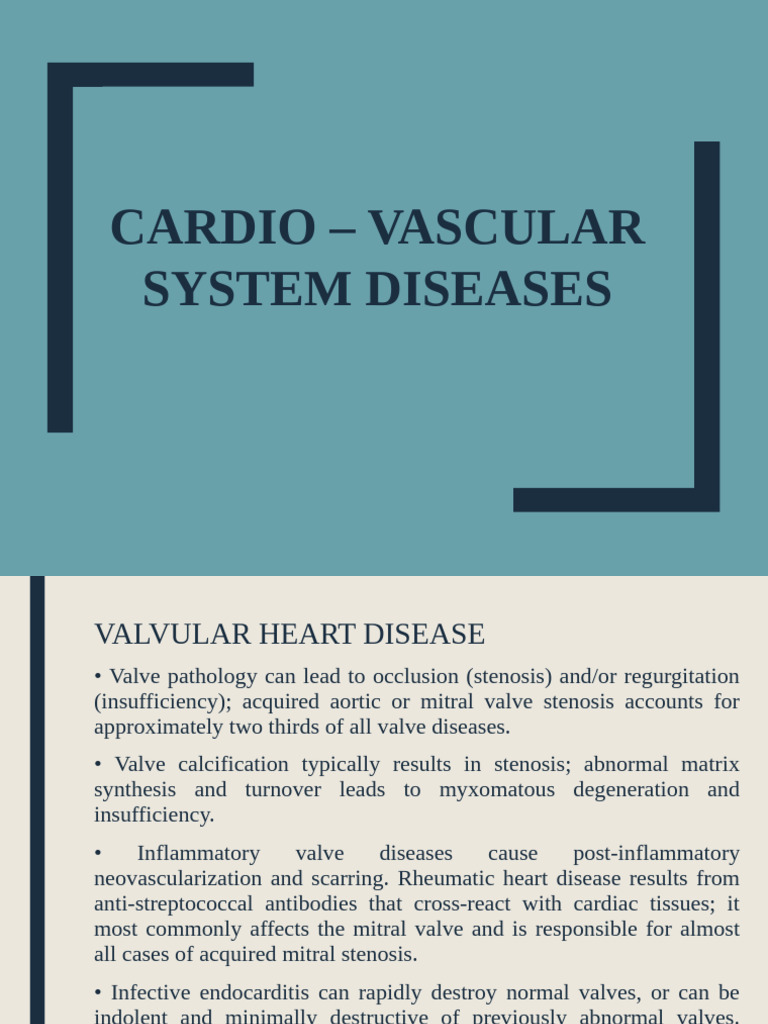 Valvular Heart Disease Overview | PDF | Heart | Cardiology