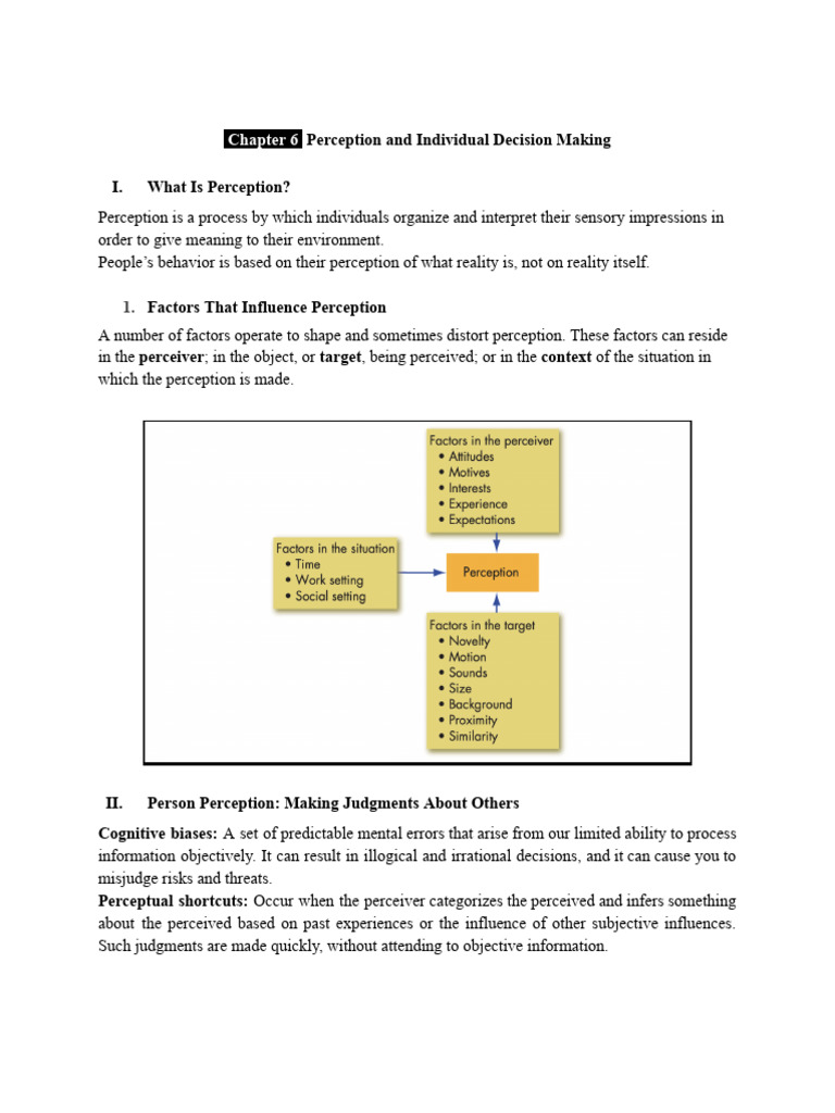 Perception's Role in Decision Making | PDF | Motivational | Motivation