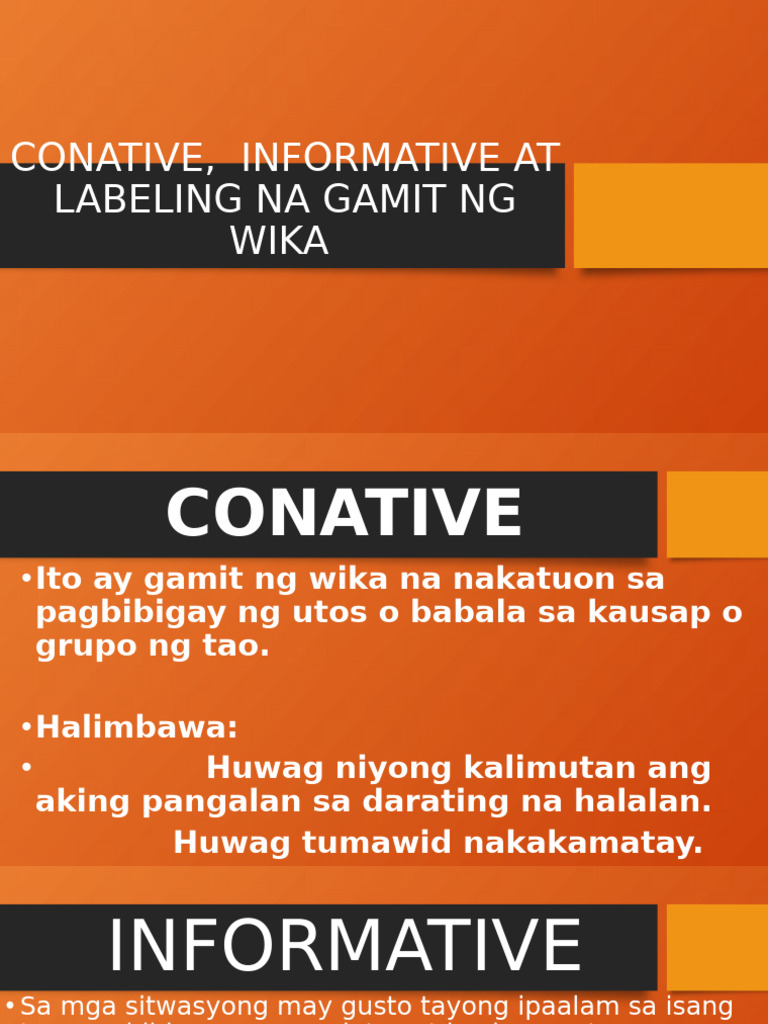 Conative, Informative at Labeling Na Gamit NG | PDF