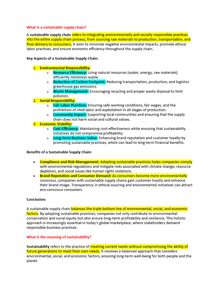 Understanding Sustainable Supply Chains | PDF | Sustainability ...