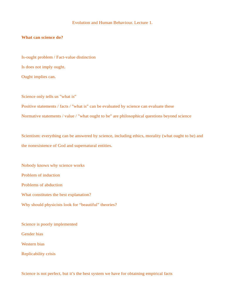 Lecture Note 1 | PDF | Evolution | Science