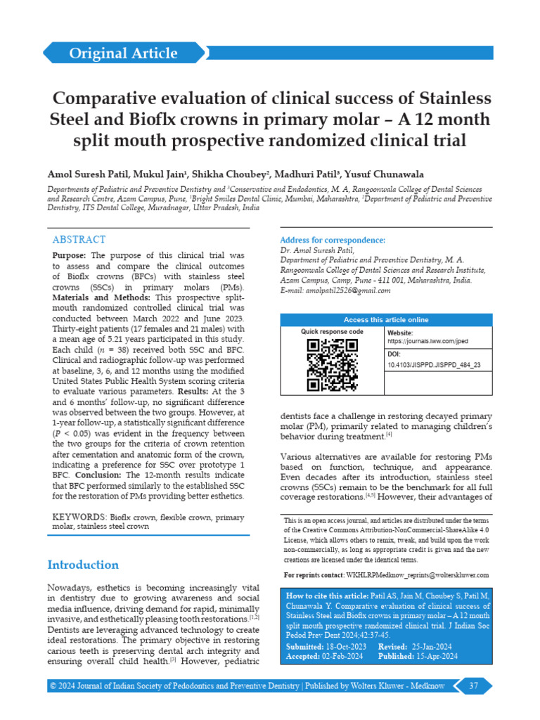 Comparative Evaluation of Clinical Success Of.7 | PDF | Dentistry ...