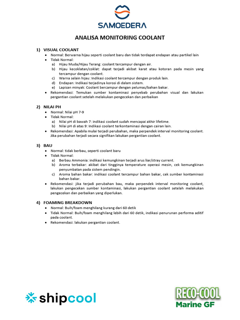 Analisa Monitoring Coolant Efektif | PDF