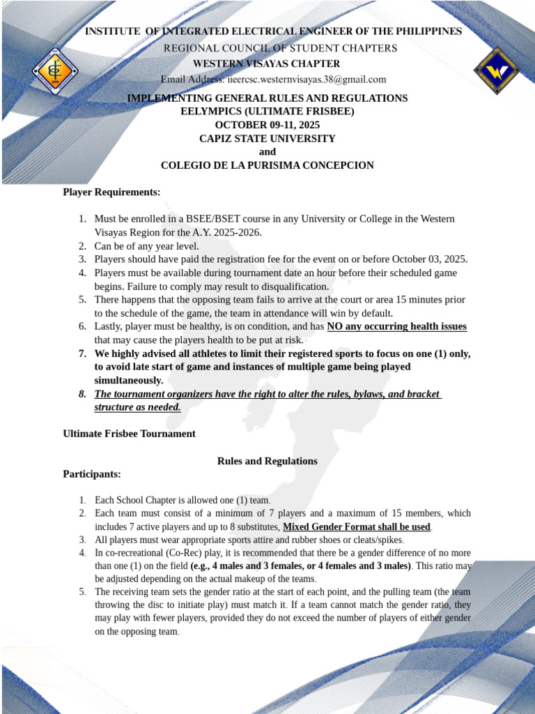 Ultimate Frisbee Tournament Rules 2025 | PDF | Sports | Sports Rules ...