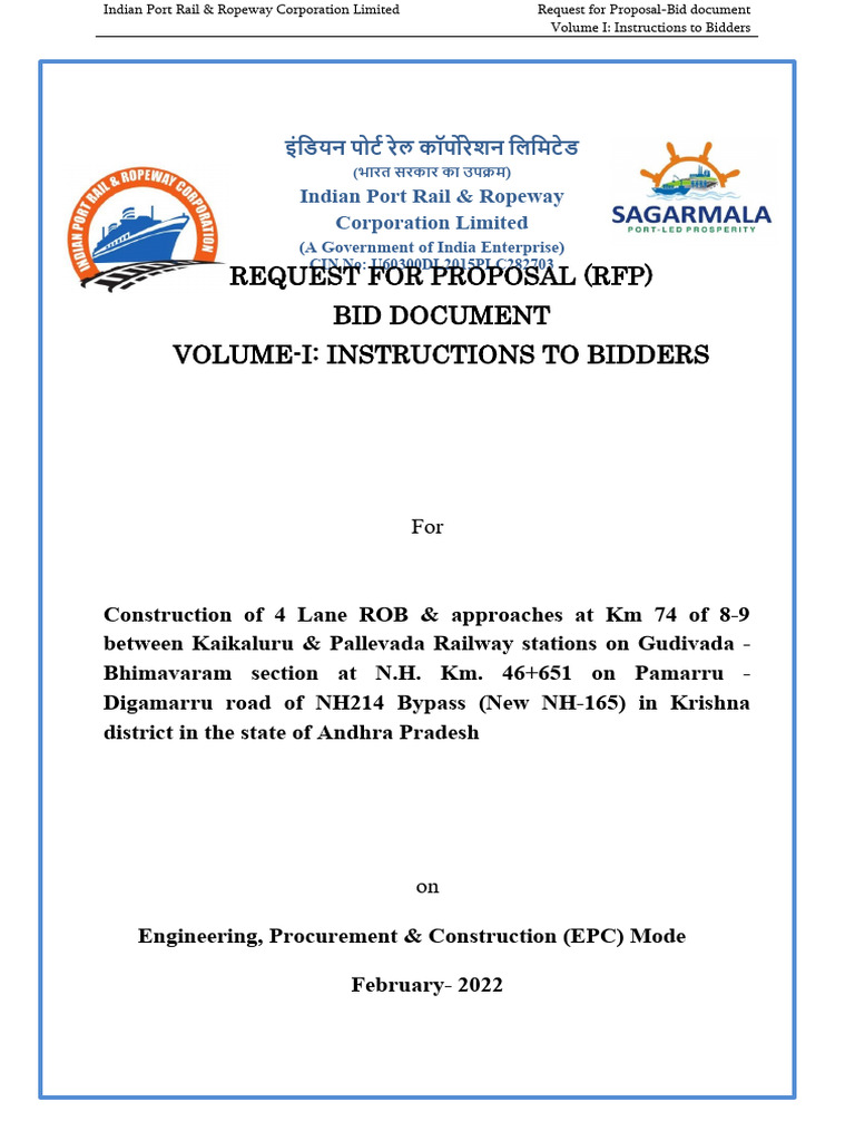 RFP for 4 Lane ROB Construction in AP | PDF | Legal Liability | Joint ...