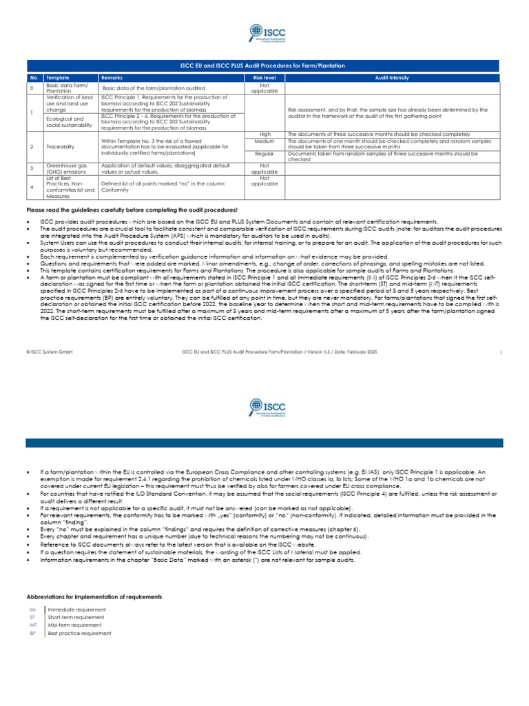 ISCC EU & PLUS Audit Procedures Guide | PDF | Audit | Invoice