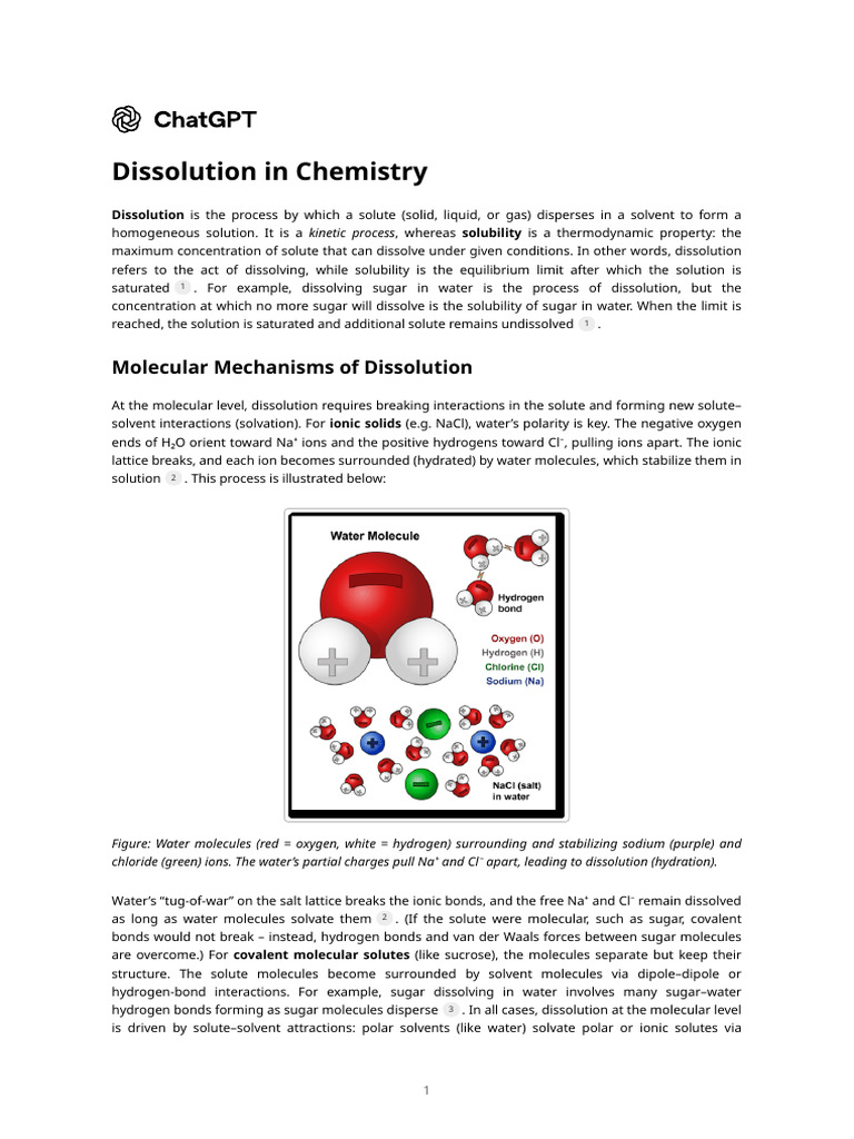Understanding Dissolution in Chemistry | PDF | Solvation | Solvent