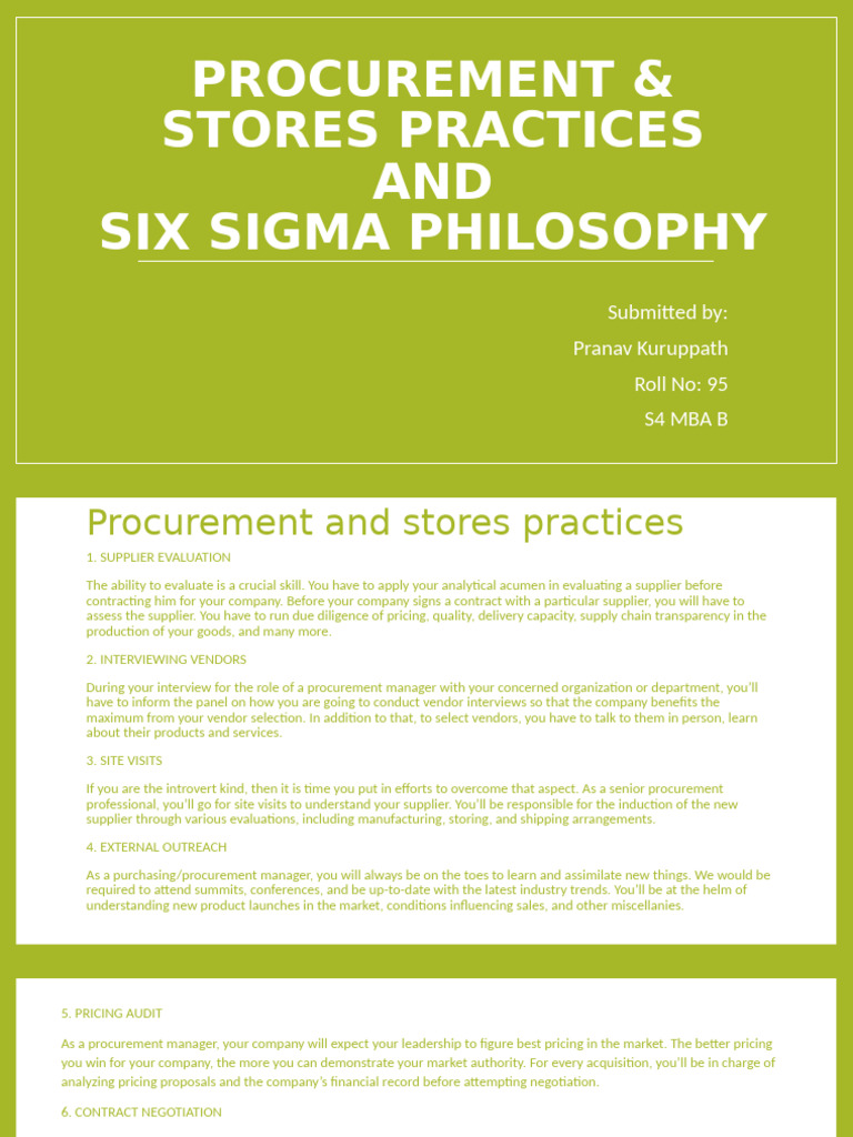 Procurement Practices & Six Sigma Insights | PDF | Six Sigma | Design ...