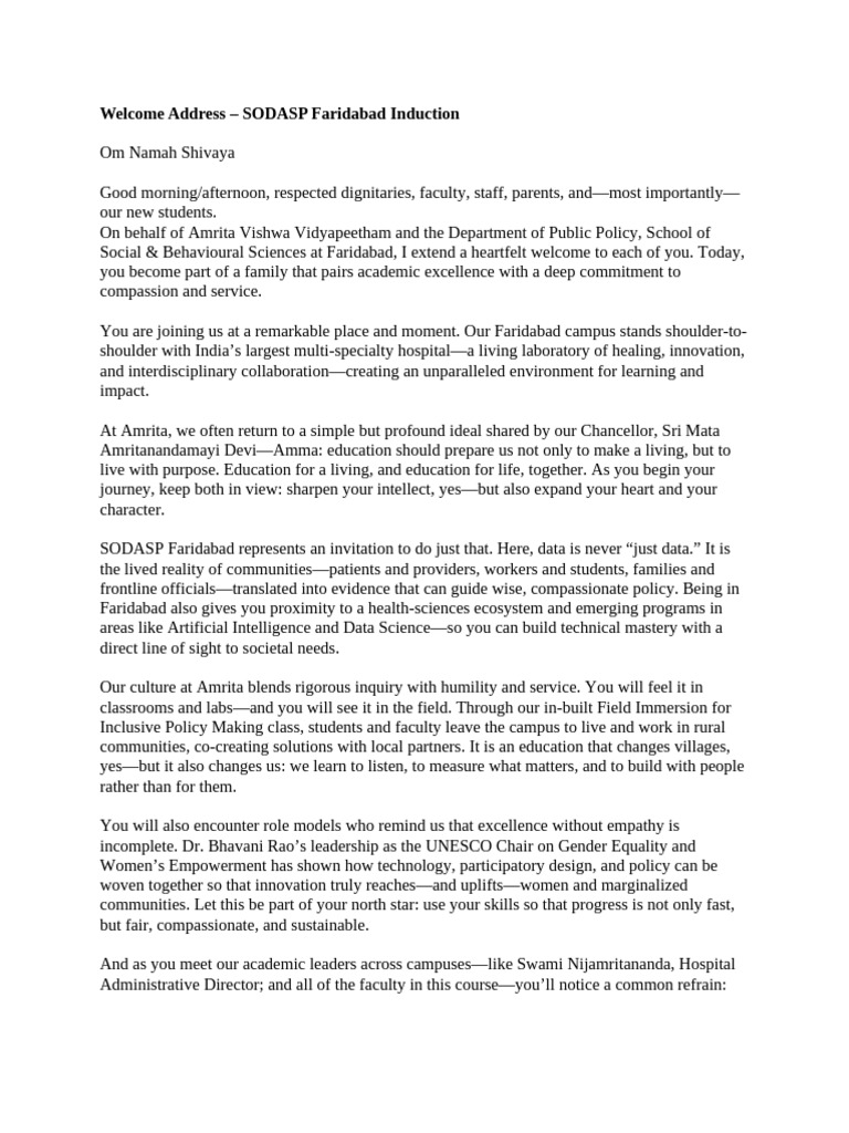 SODAS Induction Speech Draft | PDF | Cognition
