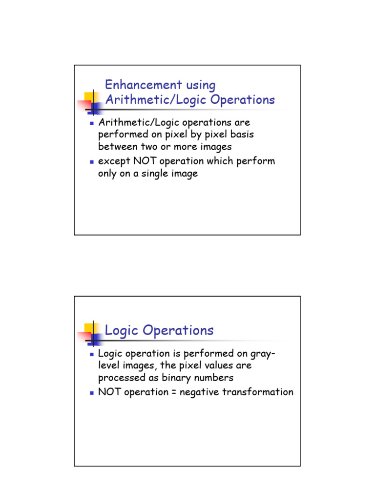 Lecture 8 - Enhancement Using Arithmetic and Logic Operations | PDF ...