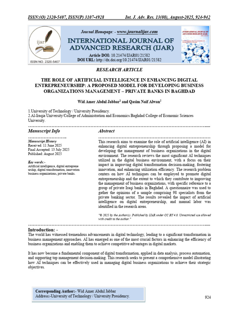 The Role of Artificial Intelligence in Enhancing Digital ...