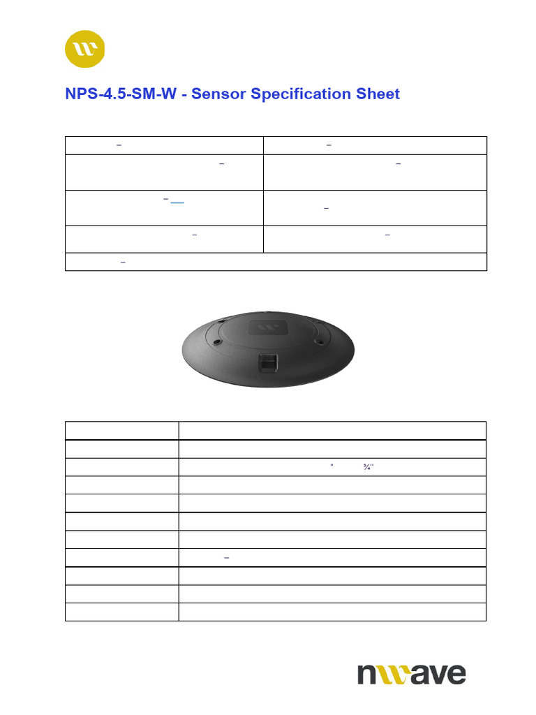 Nwave+Surface Mount+Sensor+NPS 4.5 SM+Specification+Sheet+2024 | PDF