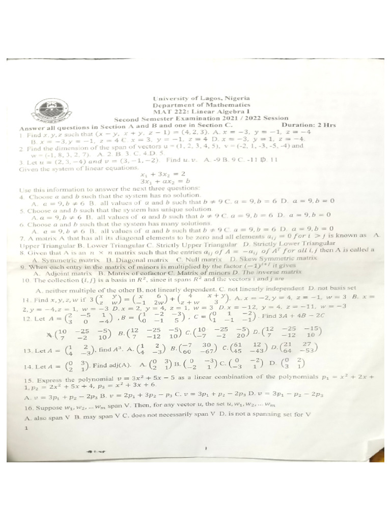 Mat 222 2021-2022 | PDF
