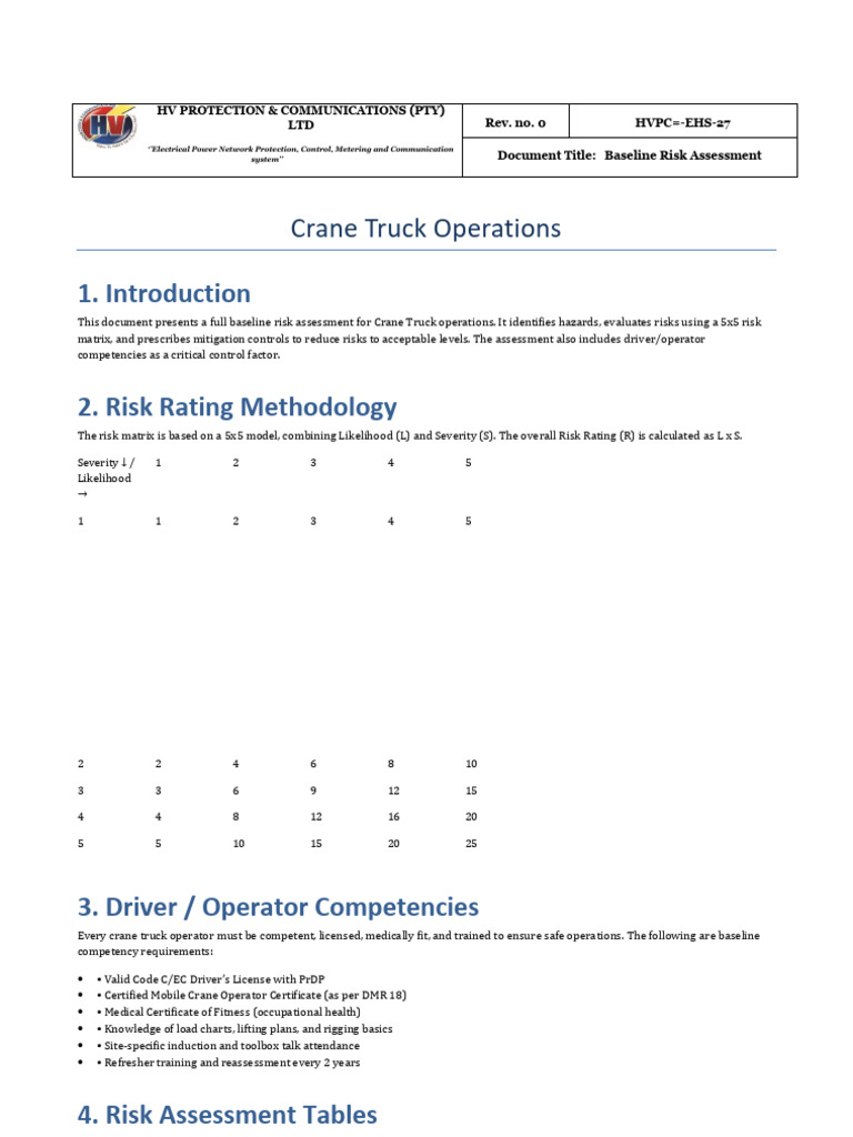Crane Truck Risk Assessment Guide | PDF | Traffic Collision | Risk