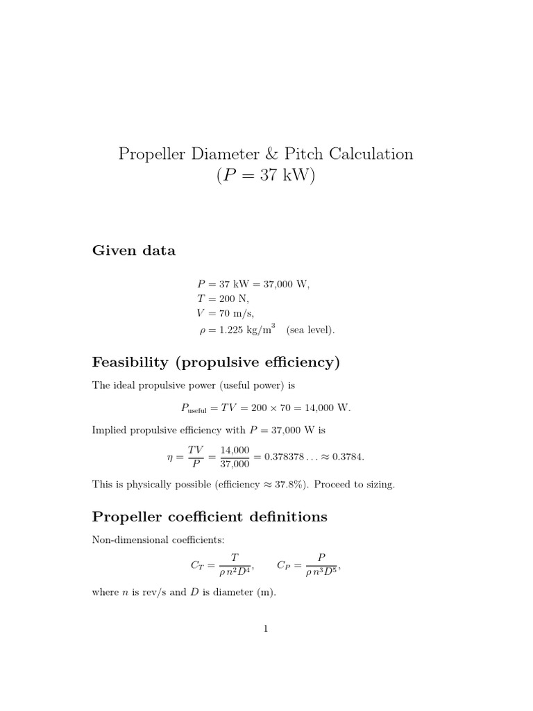 Propeller Diameter and Pitch Analysis | PDF | Mathematics