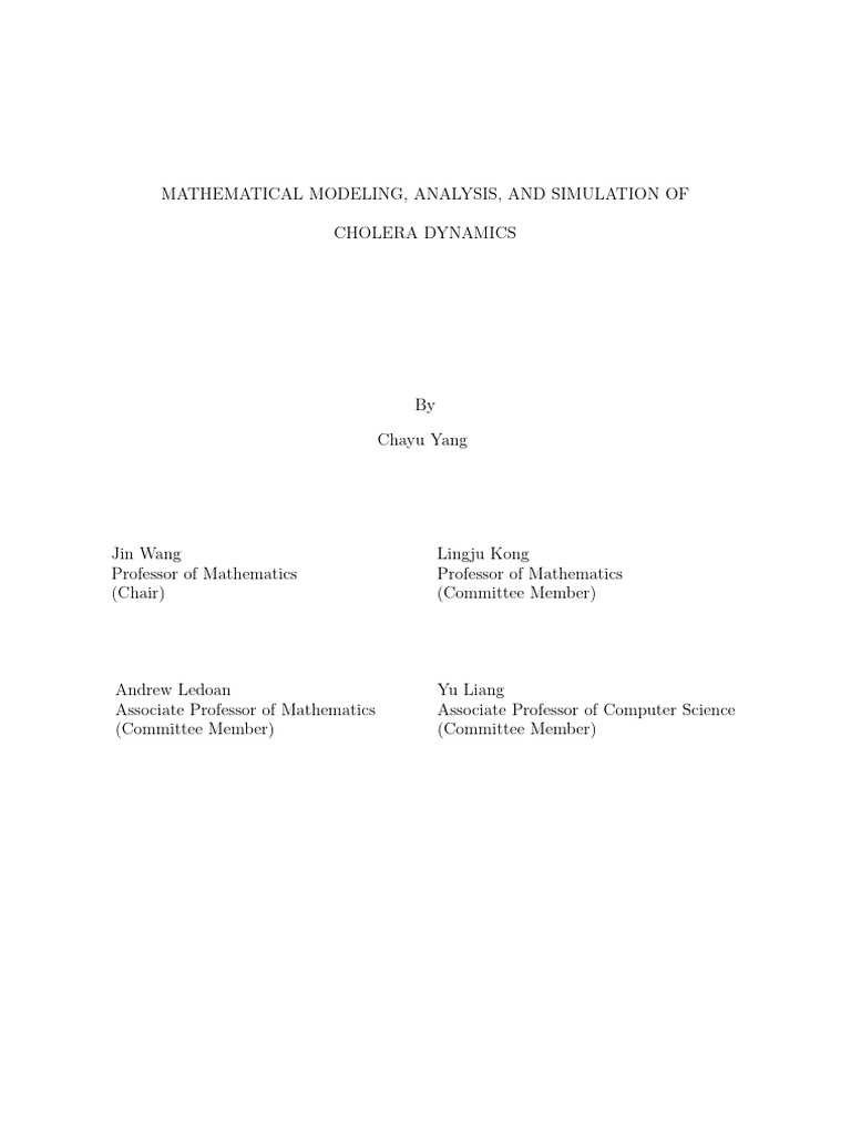 Cholera Dynamics: Modeling & Simulation | PDF | Cholera | Stability Theory