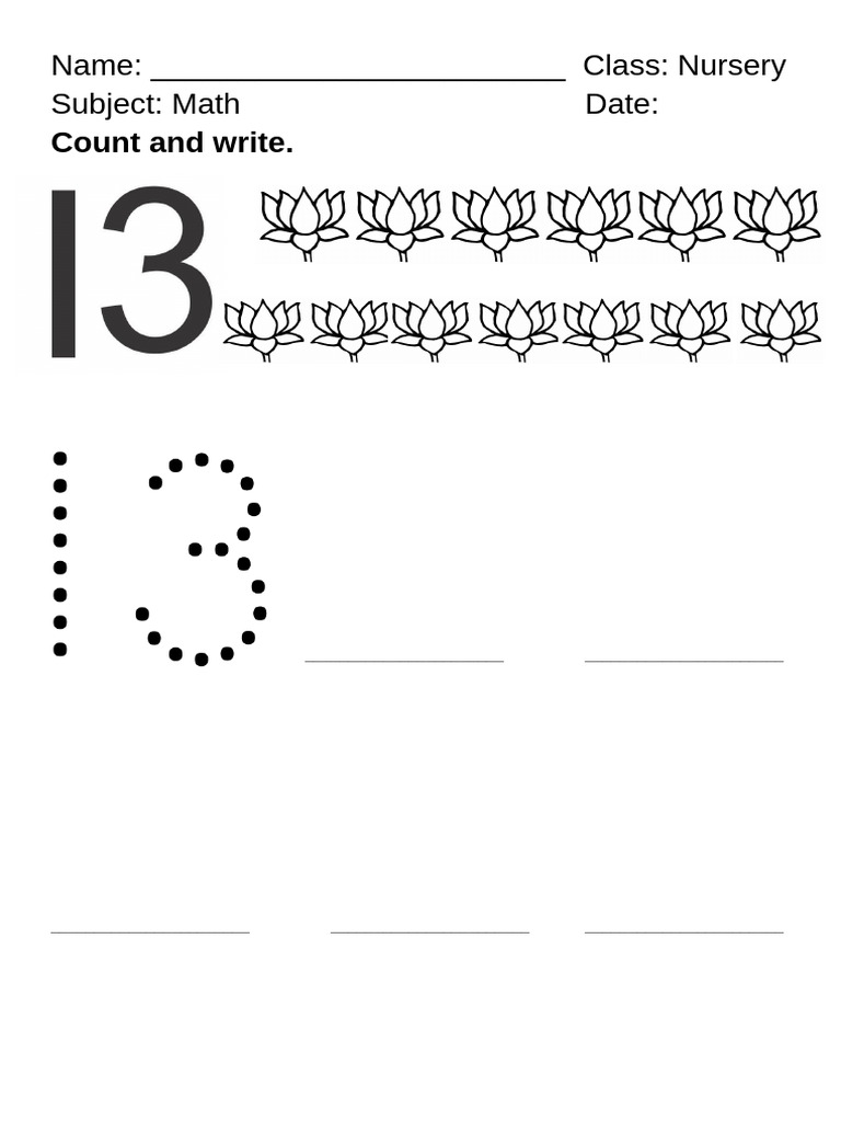 Count and Write for Nursery Class | PDF