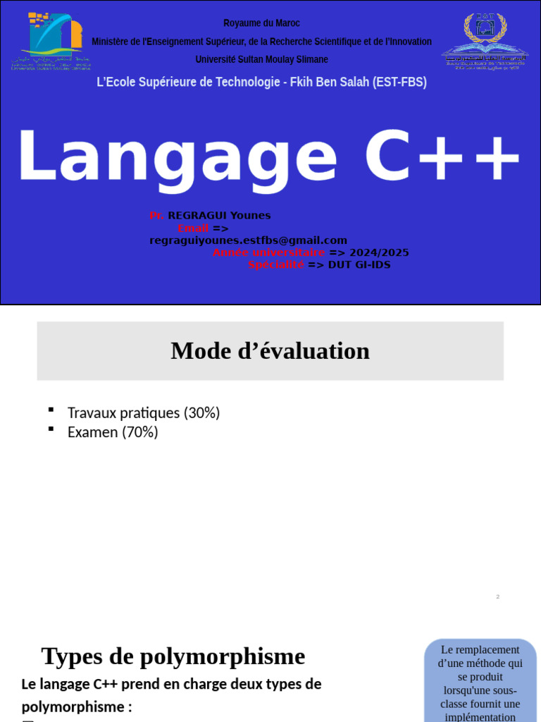Polymorphisme en C++ : Types et Exemples | PDF | Classe (informatique ...