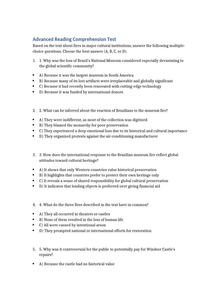 Advanced Reading Comprehension on Cultural Heritage | PDF | Museum