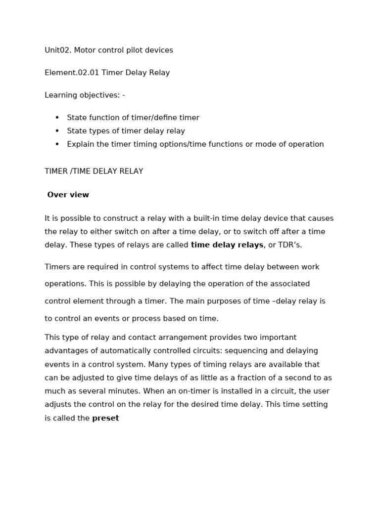 Timer Delay Relay Overview and Functions | PDF | Relay | Timer