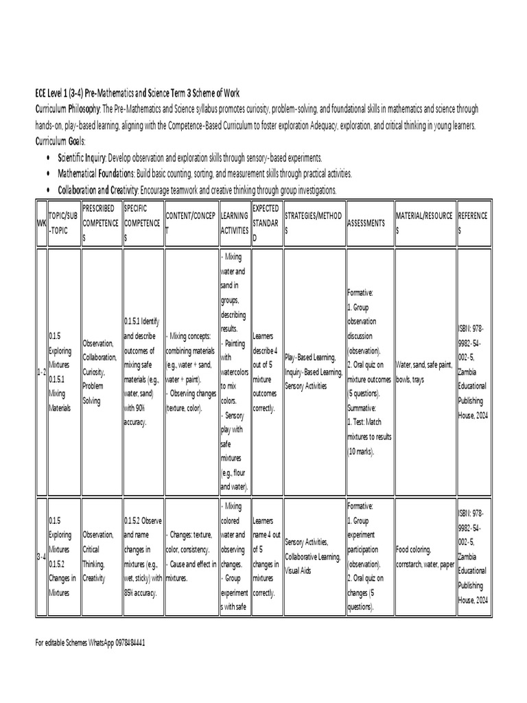 ECE Term 3 Scheme: Math & Science | PDF | Learning | Inquiry Based Learning