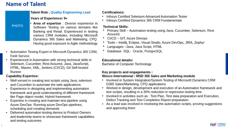 Quality Engineering Lead Resume | PDF | Selenium (Software) | Software Testing
