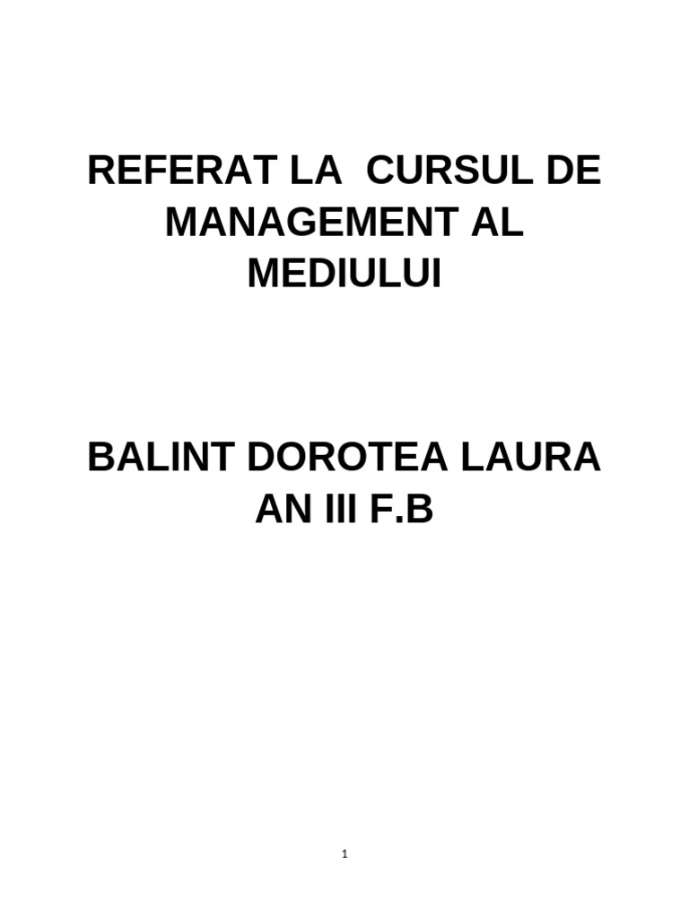 Referat La Cursul de Management Al Mediului | PDF