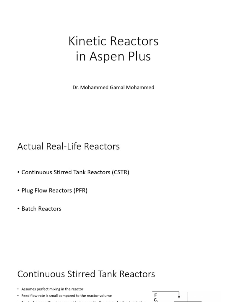 Kinetic Reactor Models in Aspen Plus | PDF | Reaction Rate | Chemical ...