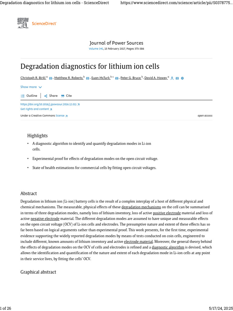 Lithium-Ion Cell Degradation Diagnostics | PDF | Lithium Ion Battery ...