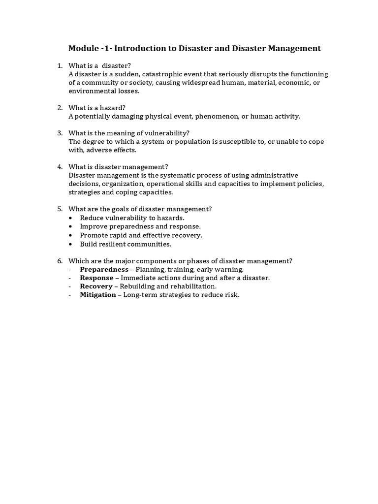 Introduction to Disaster Management | PDF | Natural Disasters | Hazards