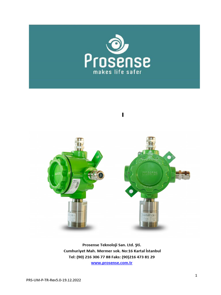 PROSENSE P Serisi Gaz Dedektörü | PDF