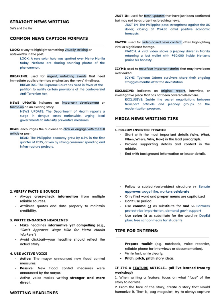 News Writing Techniques and Tips | PDF