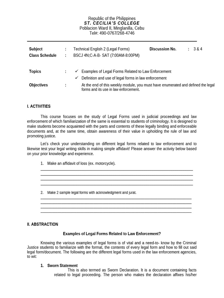 Silm Legal Forms Week 2 3 2025 | PDF | Affidavit | Arrest