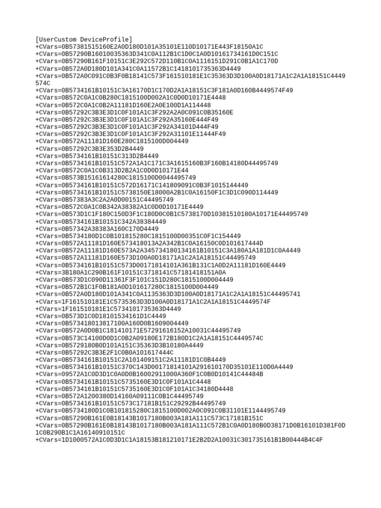 Custom Device Profile CVars Data | PDF