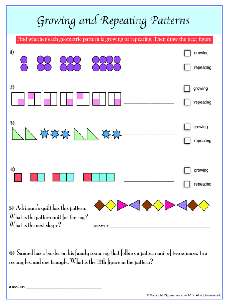 Geometric Patterns: Growing vs. Repeating | PDF | Shape | Rectangle