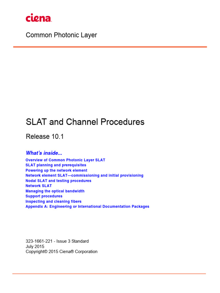 SLAT and Channel Procedures Release 10.1 | PDF | Software | Fiber Optic ...