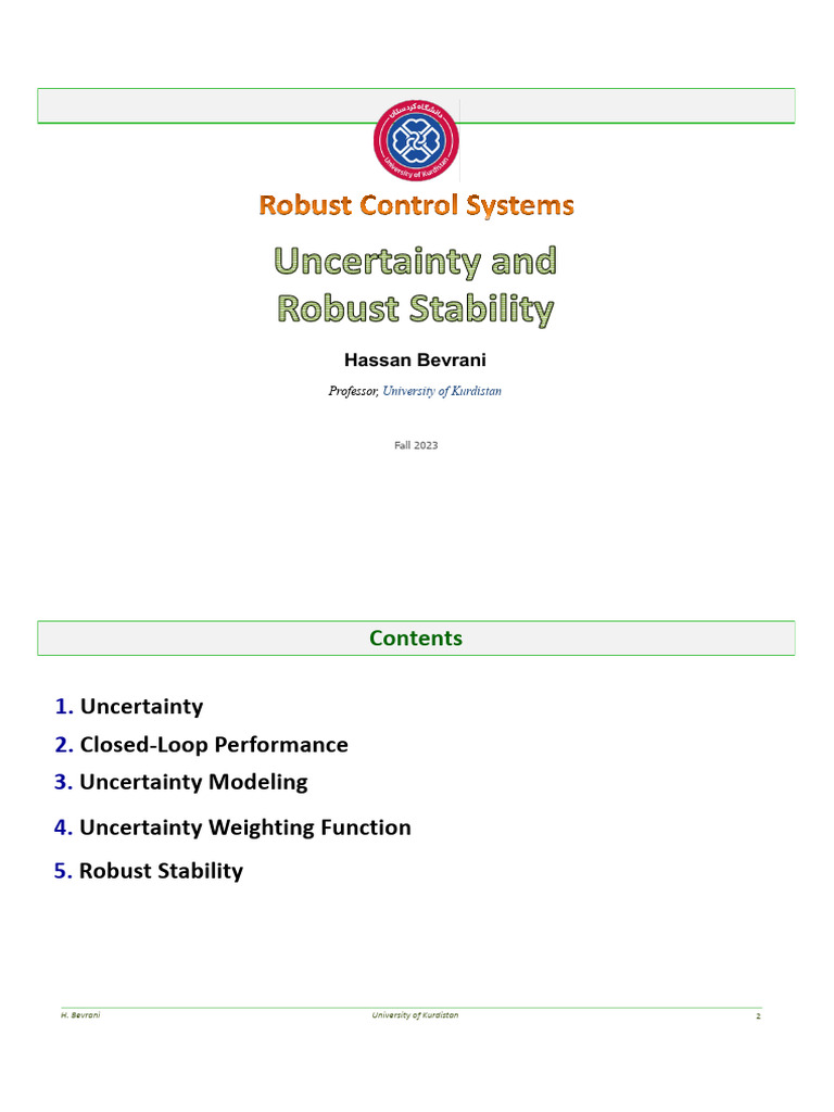 Uncertainty Modeling in Control Systems | PDF | Control Theory ...