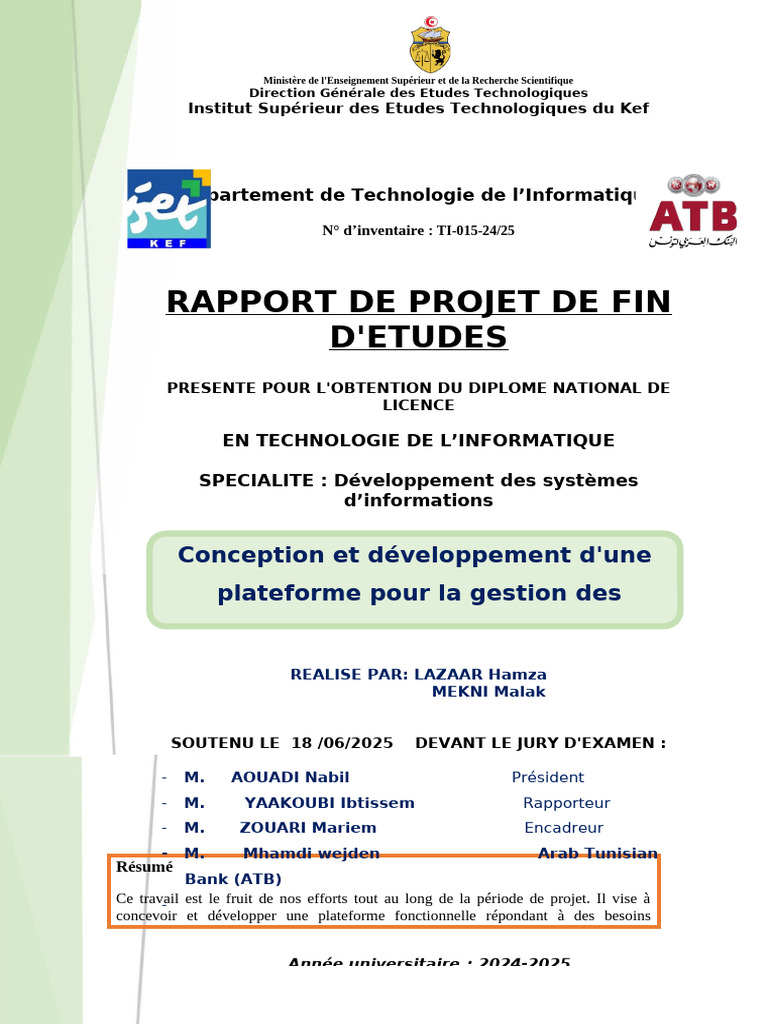 Rapport de projet en informatique | PDF | Informatique