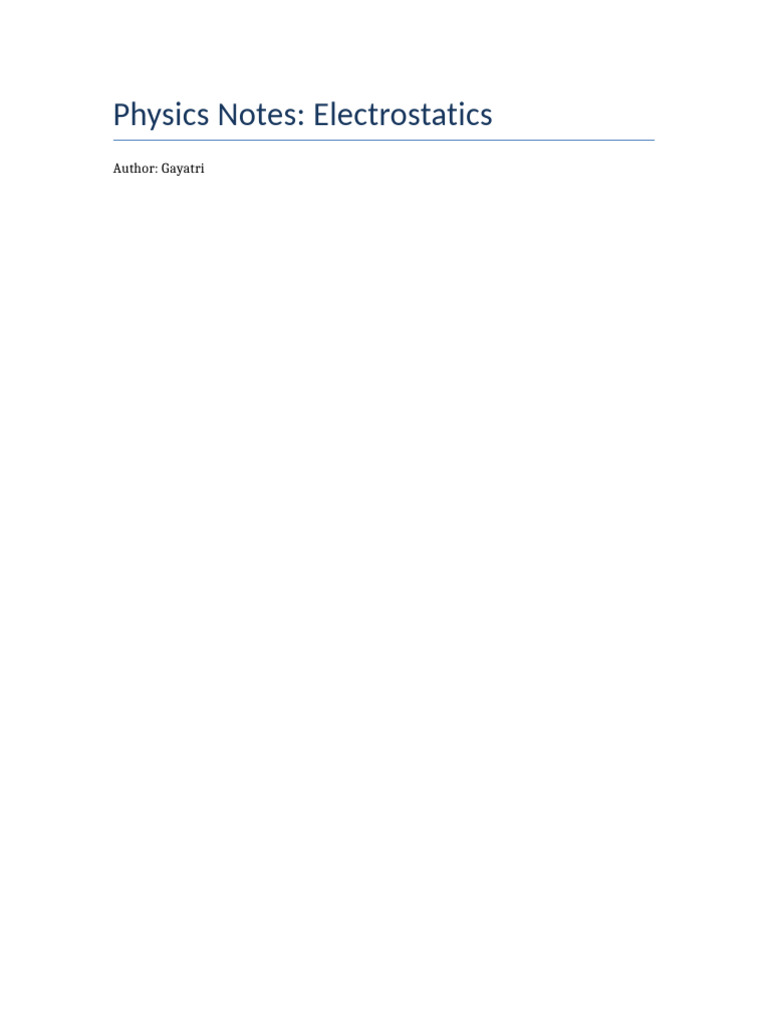 Electrostatics: Key Concepts and Applications | PDF