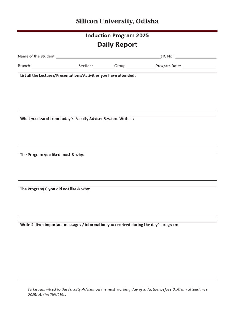 Silicon University Induction Report 2025 | PDF